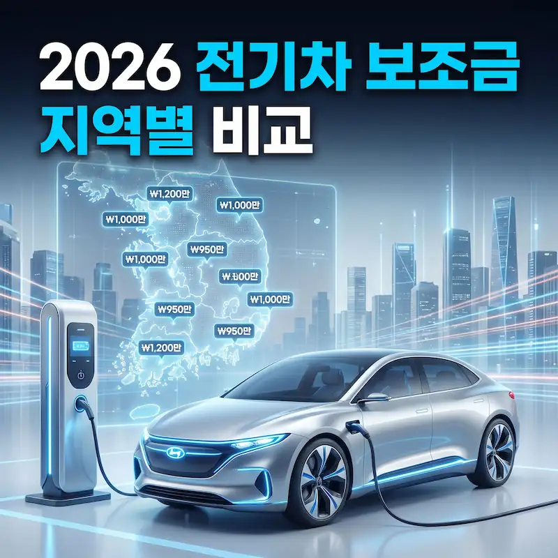 2026 전기차 보조금 지역별 비교 썸네일 – 서울 제주 지자체 보조금 차이