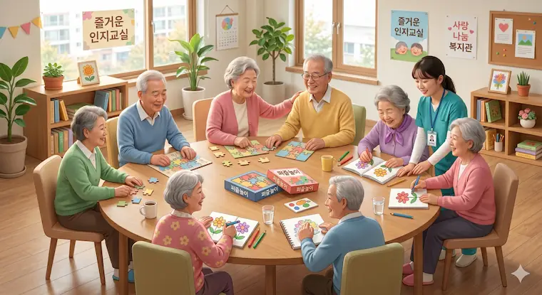 치매안심센터 인지재활 프로그램 참여 어르신들